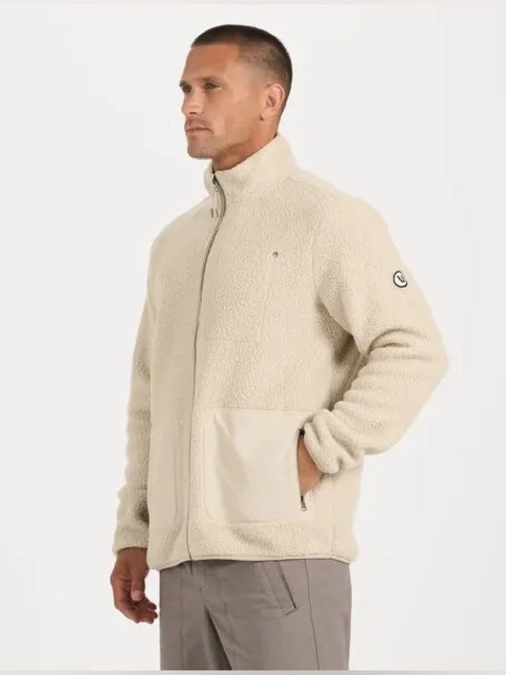 Vuori Men's Cream Full-Zip Sherpa Jacket